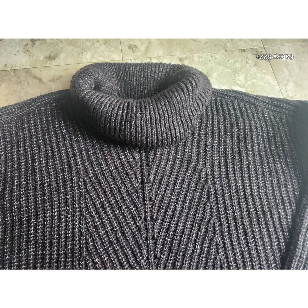 S5 Time and Tru cowl neck sweater charcoal ribbed knit NWT - Picture 2 of 12